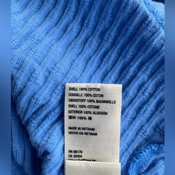 Free People (XS) Blue,Round Neck with Tie Back, Long Sleeve, 100% Cotton - Picture 6 of 7